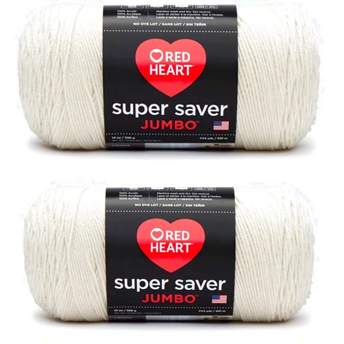 Red Heart Super Saver Jumbo Yarn, 2 Pack, Aran 2 Count