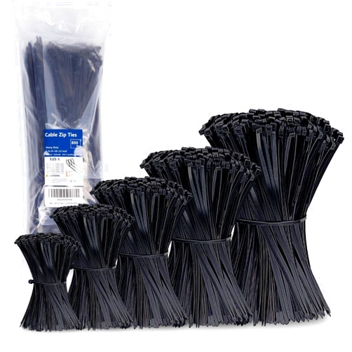Lxikor 800 Pack Black Zip Ties Assorted Sizes, 4 6 8 10 12 Inch Nylon Cable Management Zipties Heavy Duty Outdoor, UV Resistant Large Wire Strap for Garden Office Trellis Chain Link Fence Chicken