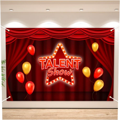 BECKTEN Talent Show Backdrop Banner Theater Stage Red Curtain Theme Background Decor for Kids Boys Girls Performance Magic Shows Talent Party Birthday Party Favors Decorations Supplies 70.8x47.2in-BECKTEN
