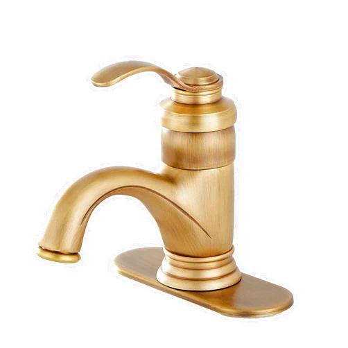 GGStudy Antique Brass Waterfall Bathroom Sink Faucets Single Handle One Hole Deck Mount Lavatory Bathroom Vanity Faucet