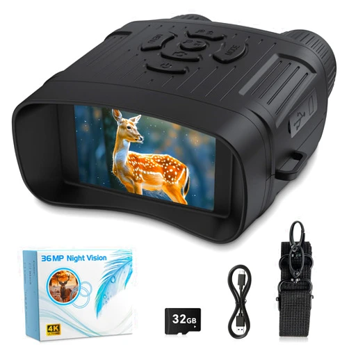 Anyork 4K Night Vision Binoculars,10X Digital Zoom Night Vision Goggles,Rechargeable Battery with Type-C Cable,can Save Photo and Video with 32GB Memory Card