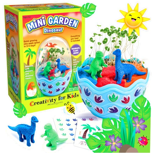Creativity for Kids Mini Garden Dinosaur: Terrarium Kit for Kids - Dinosaur Crafts for Boys, Dinosaur Toy and Science Kit for Kids, Spring Crafts (Ages 6+)