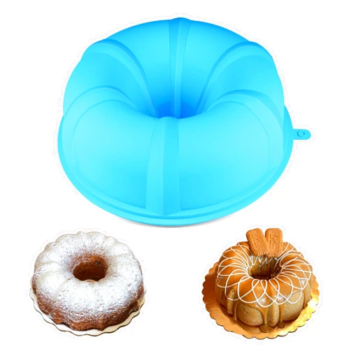 Sidosir 10inch Original Fluted Tube Cake Pan, 12-Cups Silicone Non Stick Round Bunt Baking Pan for Cakes
