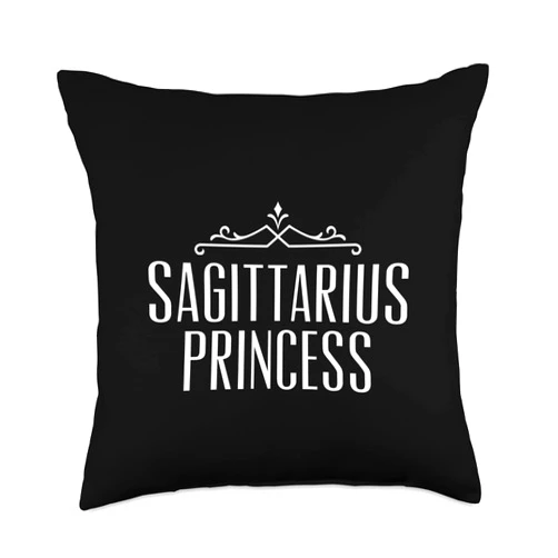 Cute Zodiac Sign Birthday for Women and Girls Fun Sagittarius Princess Women & Girls Birthdays Nov-Dec Throw Pillow, 18x18, Multicolor