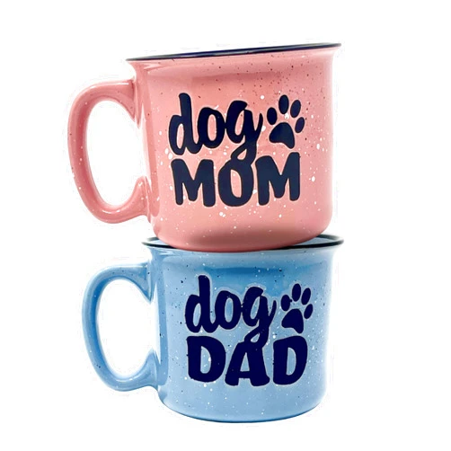 Brooke & Jess Designs Dog Mom and Dog Dad - Cute Funny 15 oz Coffee Mug Gift Set for Dog Lovers, Dog Parents - Fur Mama - Unique Fun Gifts for Pet Lovers - Large Sturdy Ceramic Travel Coffee Cups & Mugs with Quotes