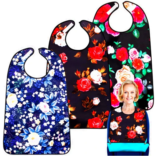 TaoTazon Adult Bibs, Adult Bibs for Women Eating Washable, Clothing Protectors Bibs with Crumb Catcher