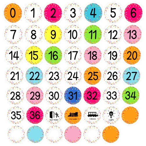 ZOIIWA 48PCS Confetti Numbers Stickers Classroom Decorations Colorful Mini Dots Number Spot Markers Stickers White Confetti Classroom Labels Accents Cutouts for Preschool Elementary School Floor Decoration
