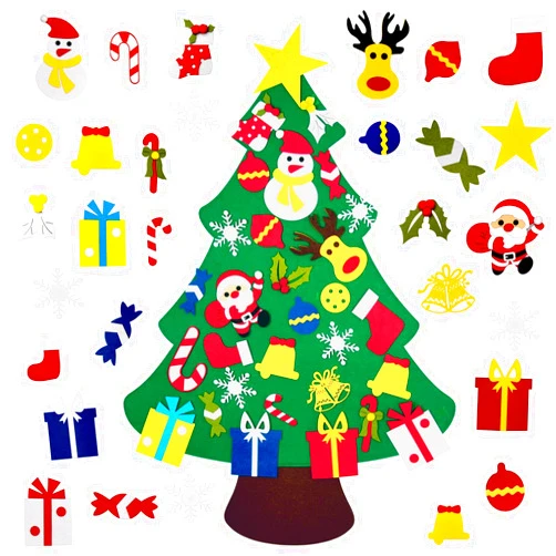 Fayoo DIY Felt Christmas Tree with 30pcs Ornaments, Xmas Gifts for Kids New Year Handmade Christmas Door Wall Hanging Decorations