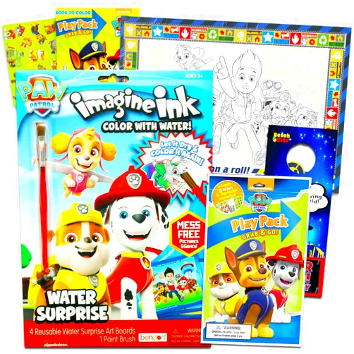 Bendon Paw Patrol Imagine Ink Coloring Book - Paw Patrol Activity Set Bundle Includes Reusable Paw Patrol Painting Book with Brush Plus More