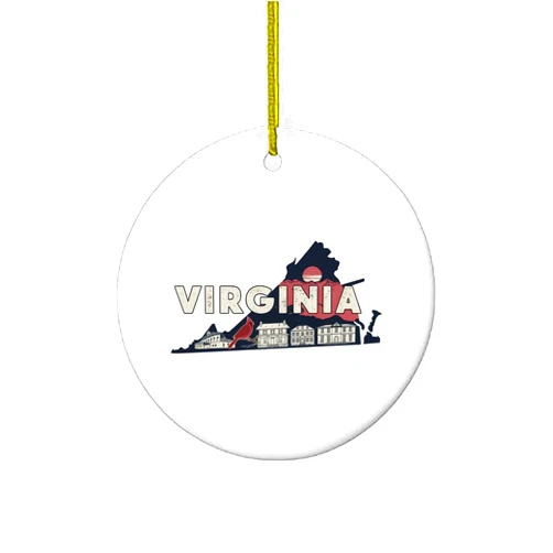 Handmade Virginia Vintage Style Print Christmas Ornament | United States 50 State Collector's Series | Travel Souvenir Gift