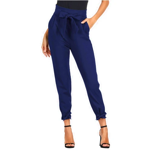 GRACE KARIN Womens Casual High Waist Pencil Pants with Pockets Bow-Knot Cropped Paper Bag Pants for Work