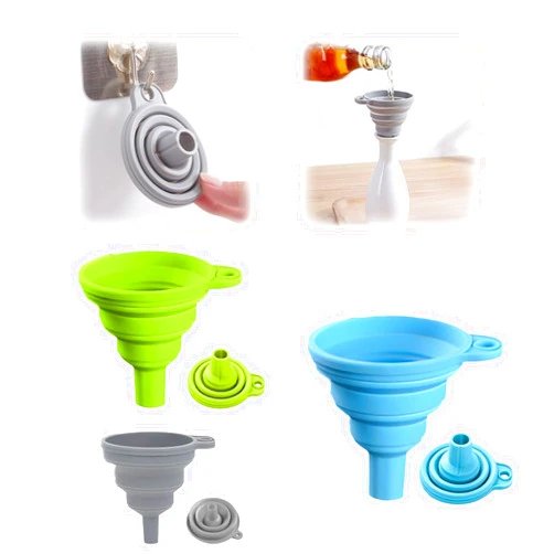 Generic 3 Pack Silicone Collapsible Funnel Set, Food Grade Small Medium Large Funnels for Kitchen, Liquid Transfer & Water Bottle Filling, Space Saving Foldable Cooking Gadgets 2025 New