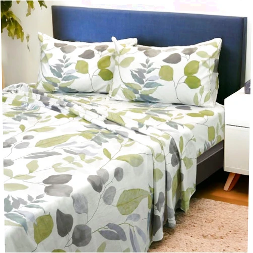 Essina King Sheet Set – 4-Pcs Cotton Sheets Set – Deep Pocket Fitted Sheet, Flat Sheet, 2 Pillow Cases – 620 Thread Count – Cotton Sheets King Size Bed – Cotton Bed Sheets – Watercolor