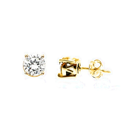 Arisha Silver 925 Sterling Silver Gold Plated Moissanite Stud Earrings, High Polish, Handmade, Elegant Design, artisan made, gift for mom, girlfriend, wife,birthday, anniversary (7mm)