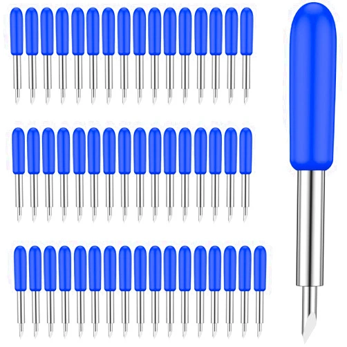 DlbvFoy 50 Pcs Deep Cut Blades 30 45 60 Degree Lettering Blade Carbide Blade Cutter Compatible with Roland Plotter Cutting Blades Replacement Carving Tools for Fabric Thin Cardboard