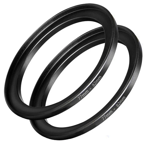 FANZR 77mm-82mm Step Up Ring [77mm Lens to 82mm Filter], FANZR Camera Lens Filter Adapter Ring Lens, Premium Aluminum (2 Pack)