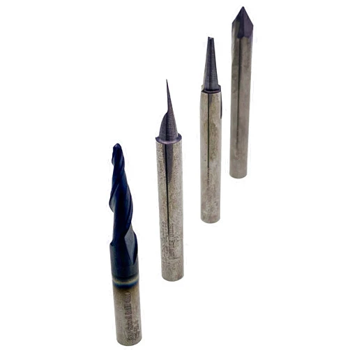 Foos Engraving Wood Carving Router Bit Set - 4pcs 15°,20°,60°, Tapered Angle Ball Nose (r 1.0mm) - Solid Carbide - 1/4” Shanks - USA Veteran Owned
