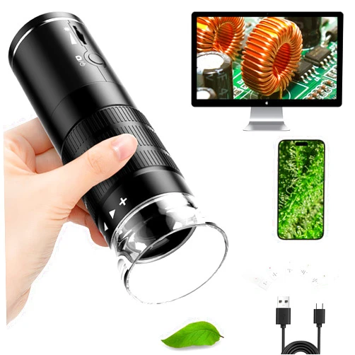 MAXLAPTER Wireless Digital Microscope, 50X-1000X Portable USB WiFi Handheld Digital Microscope for Adults Kids, with 5 Microscope Slides, Compatible with iPhone iPad Android Windows Mac