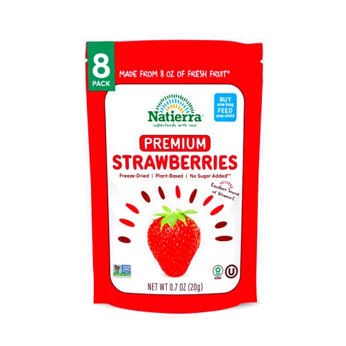 NATIERRA Premium Freeze-Dried Strawberries | Non-GMO & Vegan | 0.7 Ounce (Pack of 8)