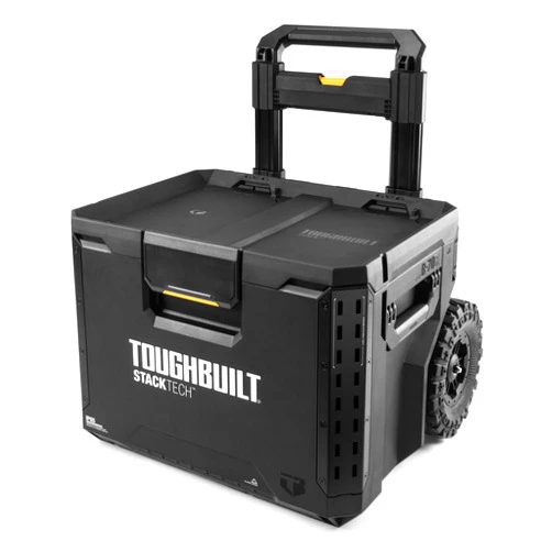 ToughBuilt Portable 2-in-1 Rolling Tool Box with Wheels & Stackable Design, Black