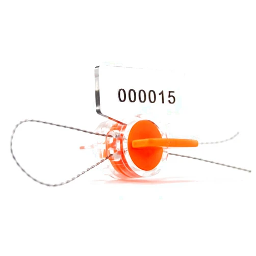 Leadseals(R) Anti-Tamper Twist Tight Roto Security Meter Seals High Electric Security Utility Plastic Padlock Gas Meter Seals Numbered (Pack of 100 PCS) with Stainless Wire (100 m) (Orange)