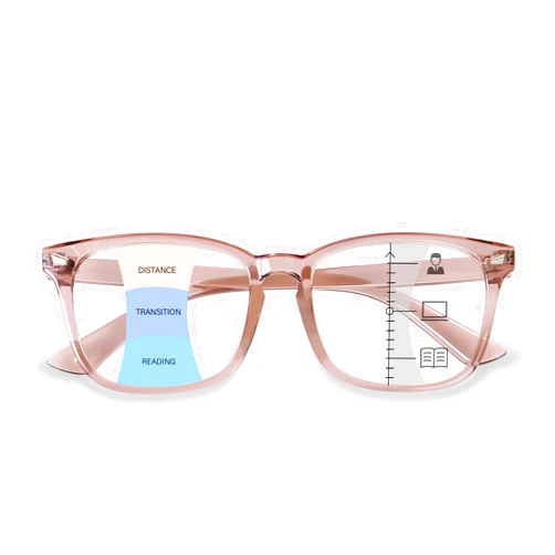 OPTOFENDY Progressive Multifocal Reading Glasses for Women Men, Square Blue Light Blocking Computer Readers