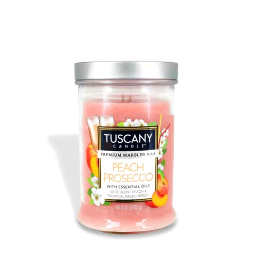 Tuscany Candle Peach Prosecco Long-Lasting Scented Jar Candle, 18 oz