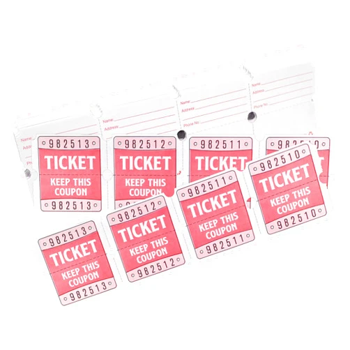 L LIKED 100 Raffle Tickets, 50/50 Raffle Tickets Double Roll, Tickets for Event, Raffles, Carnival, Door Prizes and Class Reward (Red)