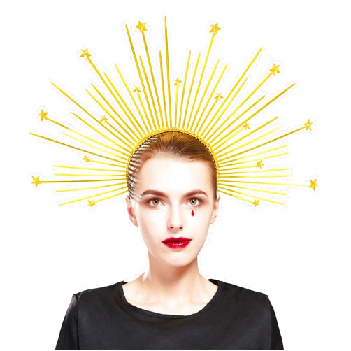 Fantherin Mary Halo Crown Headband Goddess Zip Tie Spiked Halo Crown Halloween Costume Headpiece Headdress for Cosplay Party