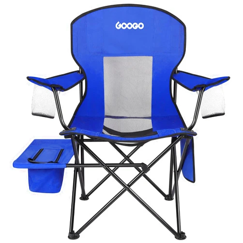 GOOGO Camping Chair Folding, Oversized Portable Lightweight Chair with Cooler, Cup Holder, Mesh Back Seat, Supports 300lbs, Collapsible Compact Chair with Carry Bag & Strap for Outdoor, Camp, Hiking