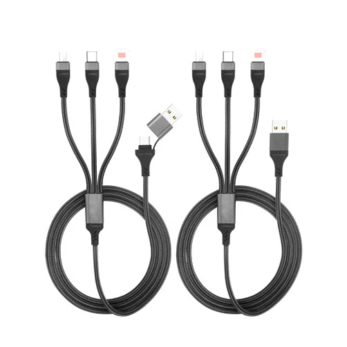 CHENGXIRUYI 100W Multi Charging Cable, 【2 Pack 3.93FT】 USB C Charger Cable 3 in 2 Charging Cable Nylon Braided Fast Charging Cord with Type-C, Micro USB,IP Port for iPad Pro, MacBook Pro/Air/iPhone15 14 13 12
