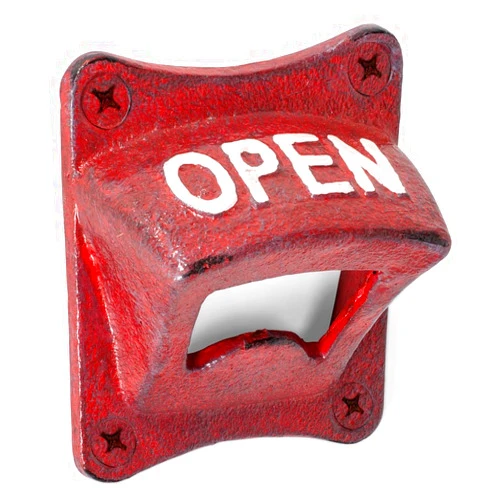 Abbott Collection Antique Red Square Open Wall Opener - Cast Iron (2.5