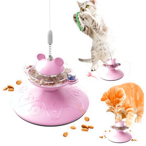 FFDOGGY Cat Interactive Toys for Indoor Cats Kitten Wand Toy Weight Loss Kitty Funny Game Slow Food Dispenser Feeder Treat Dispensing Feeding Pet Supplies Birthday Gift C