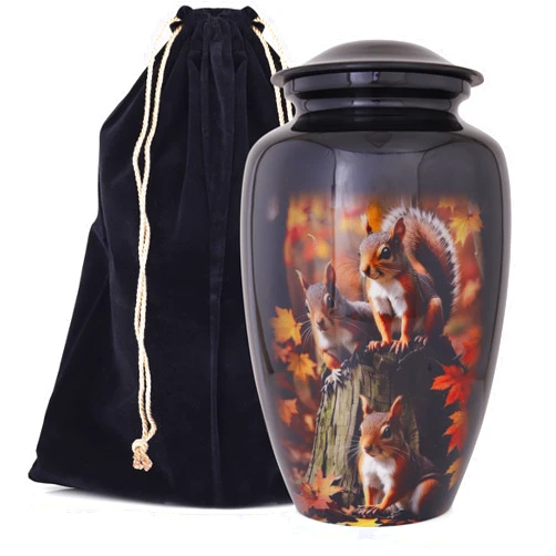 Eden Urns for Human Ashes Adult Memorial urn Funeral Cremation Urns Squirrel (Aluminum), 10.5 x 7 x 7, Black, BP001