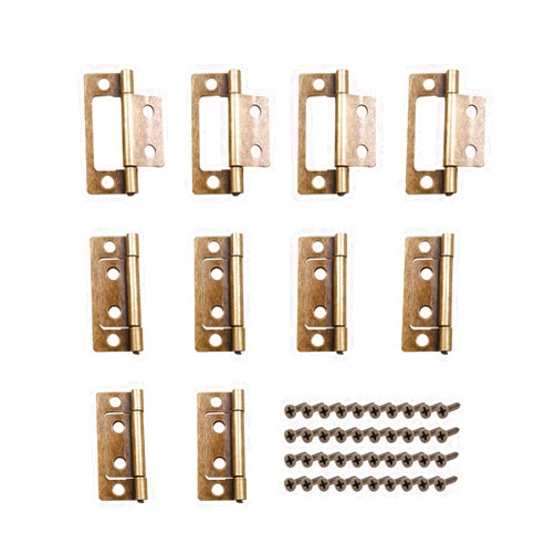 T Tulead Antique Cabinet Hinges 2-Inch Bronze Hinge Non-Mortise Hinge Interior Door Hinges Pack of 10 with Mounting Screws