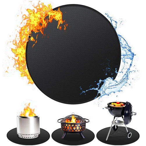 Huchiz 36'' Fire Pit Mat for Solo Stove Bonfire, Double-Sided Fireproof Under Grill Mat Deck Patio Protector Mat, Round Fire Pit BBQ Mat for Solo Stove Accessories, Easy to Clean, Reusable