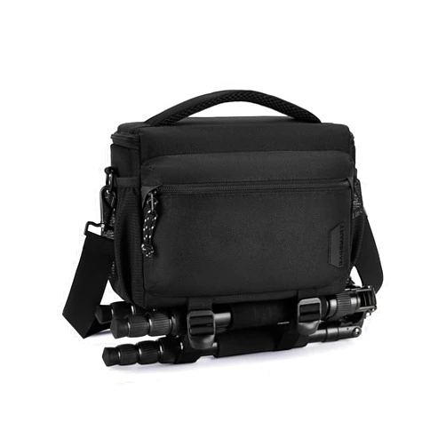 BAGSMART Small Camera Bag for Photographers, Compact Camera Shoulder Bags for DSLR/SLR/Mirrorless Cameras, Waterproof Crossbody Camera Case with Tripod Holder, Black