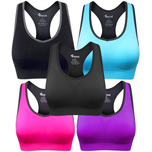 BAOMOSI Women's Seamless Racerback Sports Bra High Impact Support Yoga Gym Workout Fitness