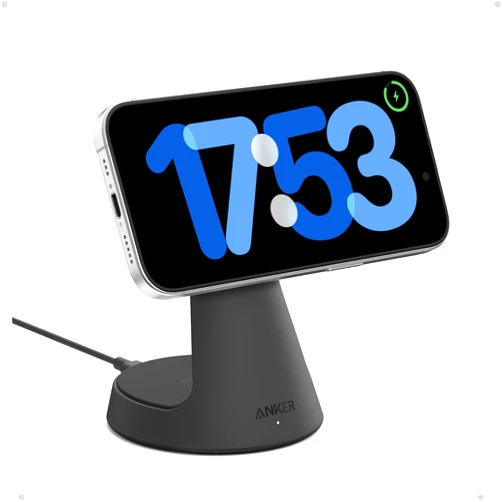 Anker MagSafe Compatible 2-in-1 Charging Stand, iPhone 16 Wireless Charger, Qi2 Certified 15W Ultra-Fast, Adjustable and Super Strong, for iPhone 16/15/14/13/12 Series, AirPods (No Wall Charger)