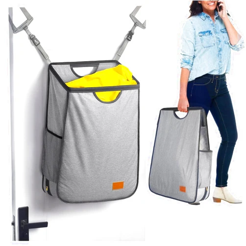 Ligereza Hanging Laundry Hamper Bag is Suitabled for Any Door,Large Capacity Hanging Laundry Basket Won't Scratch the Door Paint,Over the Door Laundry Hamper with Big Metal Rim Opening
