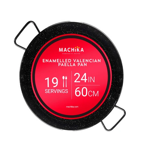 Machika Enamel Paella Pan | Paella Pan | Skillet for Paella and Rice Recipes | Perfect for Indoor & Outdoors | Easy Cleaning | Rust Proof Coating | 19 Servings | 24 inches |