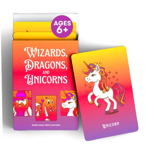 PIRATE WIZARDS Wizards Dragons Unicorns Card Game | Fun Family Game for Kids, Adults, Teens | Fast Action | Easy to Learn | Funny Party Game for Friends | Perfect for Travel, Game Night, Camping | 3 to 6 Players