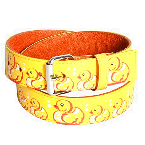 BodyPUNKS Rubber Ducky Leather Belt in Yellow, Size: Medium (Waist Size: 29
