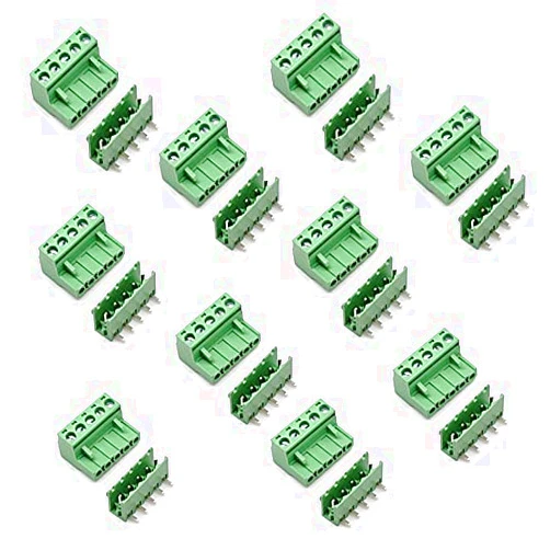 LuoQiuFa 10 Set 5-pin 5.08mm Pitch Right Angle PCB Pluggable Terminal Block Connectors