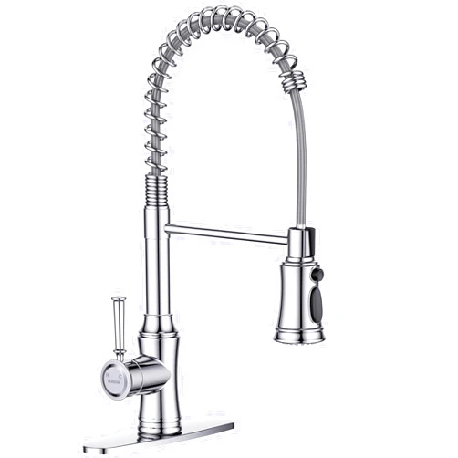 Hurran Kitchen Faucet with Pull Down Sprayer, Hurran Commercial Stainless Steel Kithcen Faucets, Single Handle Spring Faucets for Kitchen Sink, Sink Faucet for Farmhouse Wet Bar or RV, Chrome