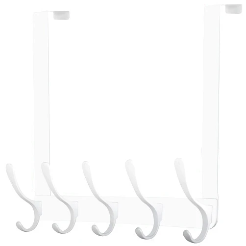WEBI Over The Door Hook 5 Coat Hooks,Over The Door Towel Rack,Door Hanger Over Door Coat Rack for Hanging Towels,Clothes,Back of Bathroom,White