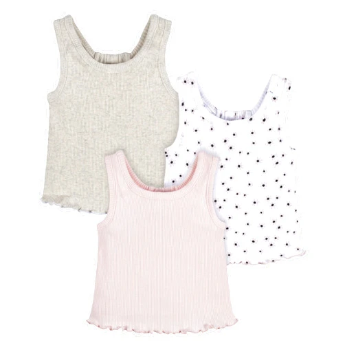 Gerber Baby Girls' Toddler 3-Pack Racer Back Tank Tops
