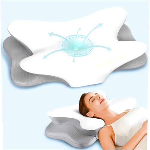 Besyodo Cervical Neck Pillow for Pain Relief - Ergonomic Side Sleeper Pillow for Neck Support, Cooling Memory Foam Pillows for Sleeping, Contour Pillow Orthopedic Bed Pillow for Back Stomach Sleepers