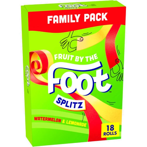 Fruit By The Foot Splitz Fruit Flavored Snacks, Watermelon and Lemonade, Family Pack, 18 Rolls, 13.5 oz