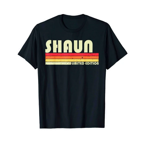 Custom Men Dad Boy Husband Christmas 80s 90s Style SHAUN Gift Name Personalized Funny Retro Vintage Birthday T-Shirt
